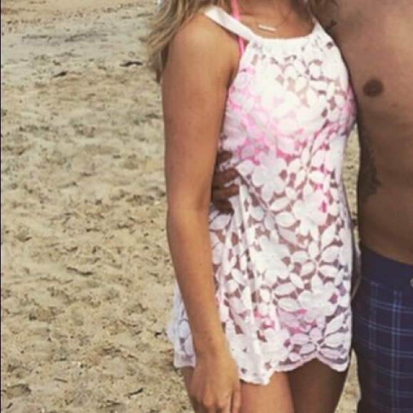 Lace and satin shoulder tie cover up VS - Picture 2 of 2